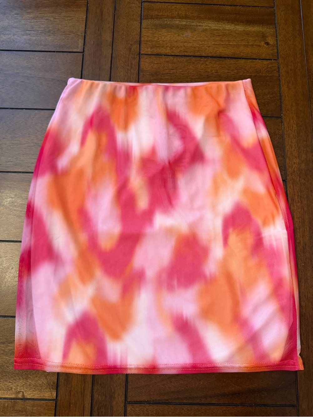Vibrant Pink & Orange Tie-Dye Mini Skirt